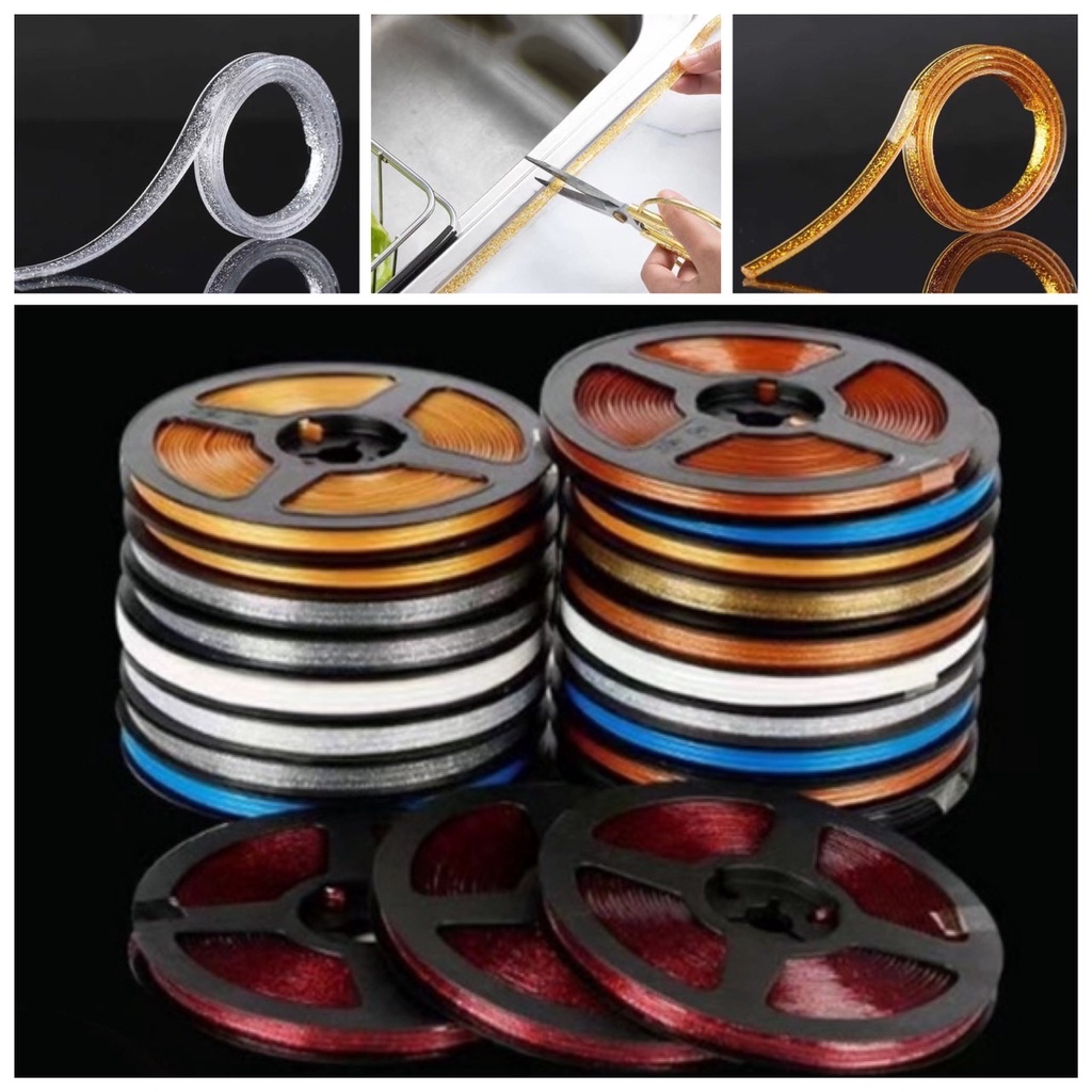 ❤ เทปยางแนว กันน้ำ ยาแนว แต่งขอบ สติ๊กเกอร์กันน้ำ เทปกาวกันน้ำ ยาว 6 เมตร ติดขอบอ่าง ชักโครก ห้องน้ำ ห้องครัว ❤