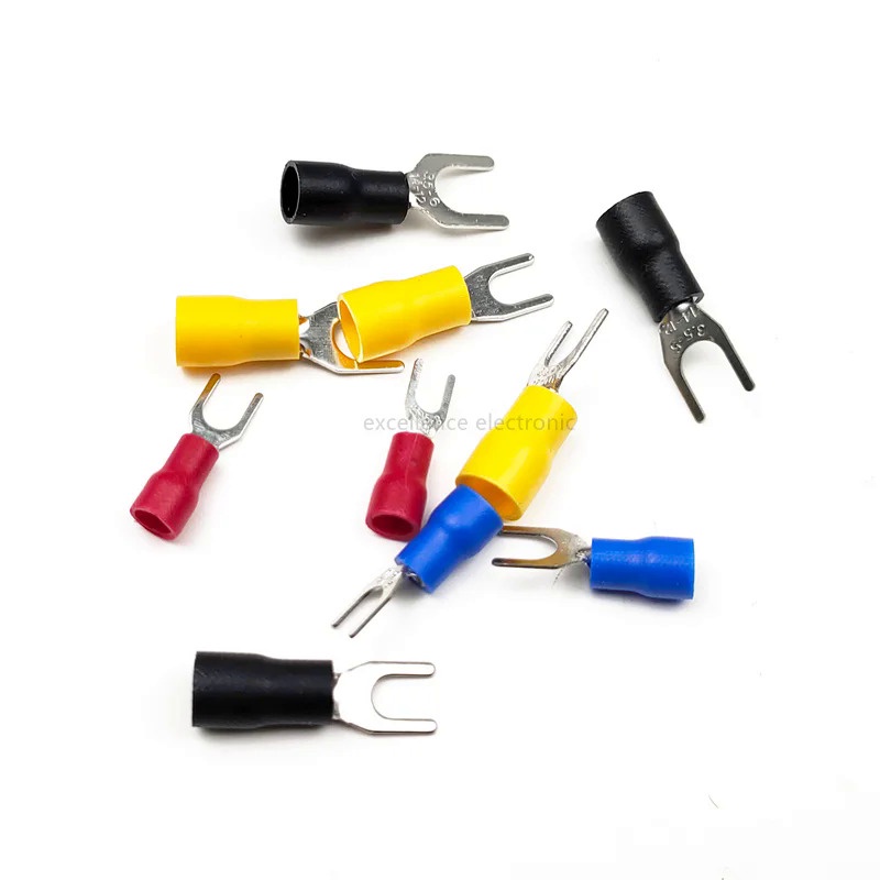 50 ชิ้น SV1.25 SV2 SV3.5 SV5.5 จอบฉนวน Furcate Crimp Terminal สายไฟเชื่อมต่อสาย Lug Ferrules 22-10AWG