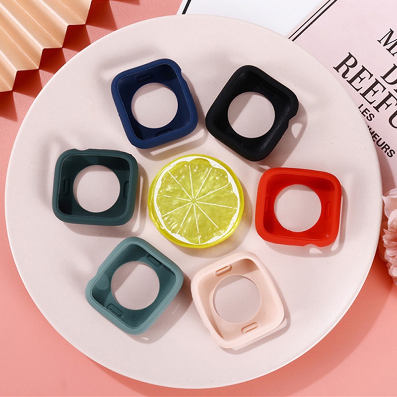 เคสซิลิโคนสีทึบเหมาะสำหรับ watch series ขนาด 38 40 41 42 44 45 มม ป้องกันไม่ให้นาฬิกาของคุณเป็นรอยขีดข่วน