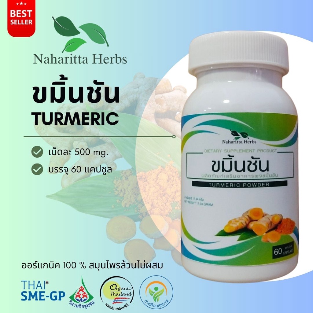 ขมิ้นชัน Turmeric 100% 60cap.