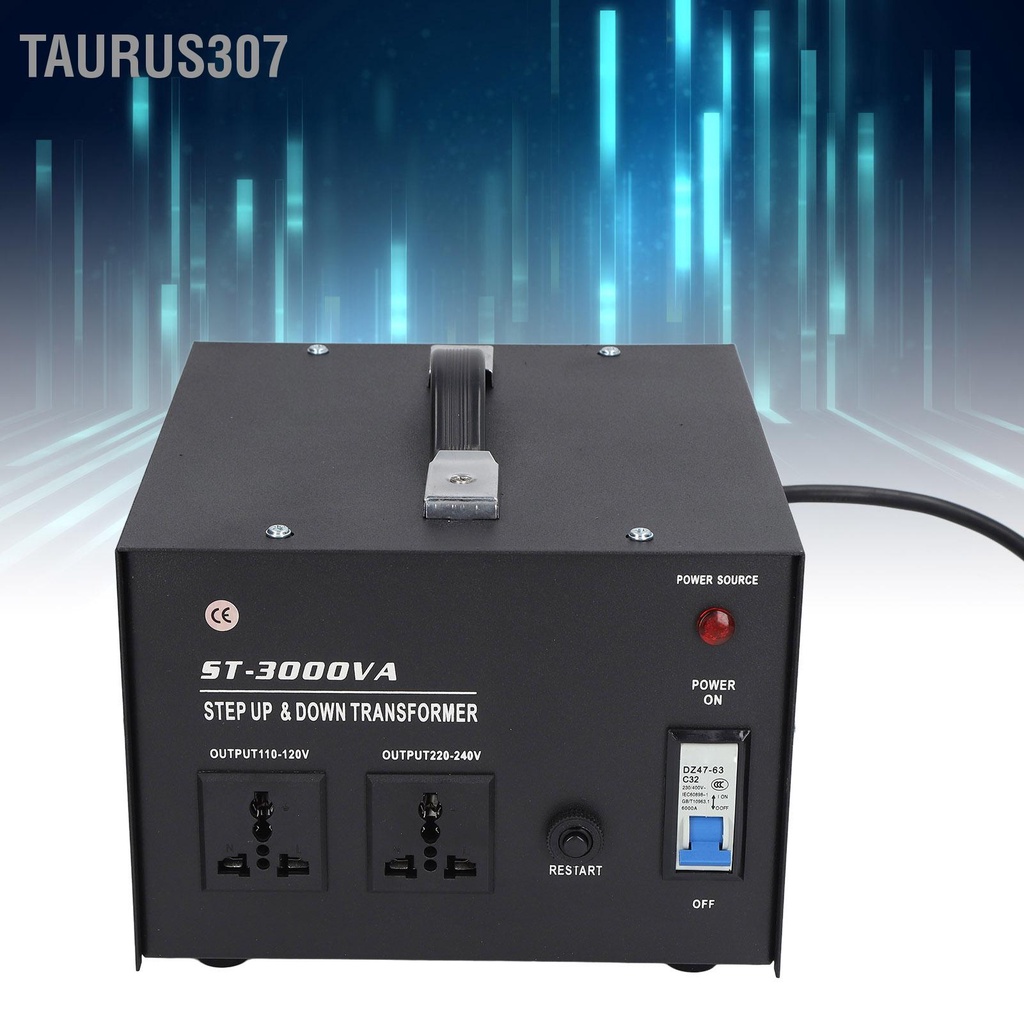 Taurus307 3000W หม้อแปลงแรงดันไฟฟ้า AC 110V ถึง 220V Step Up Buck 2 Universal ซ็อกเก็ตแรงดันไฟฟ้า Converter