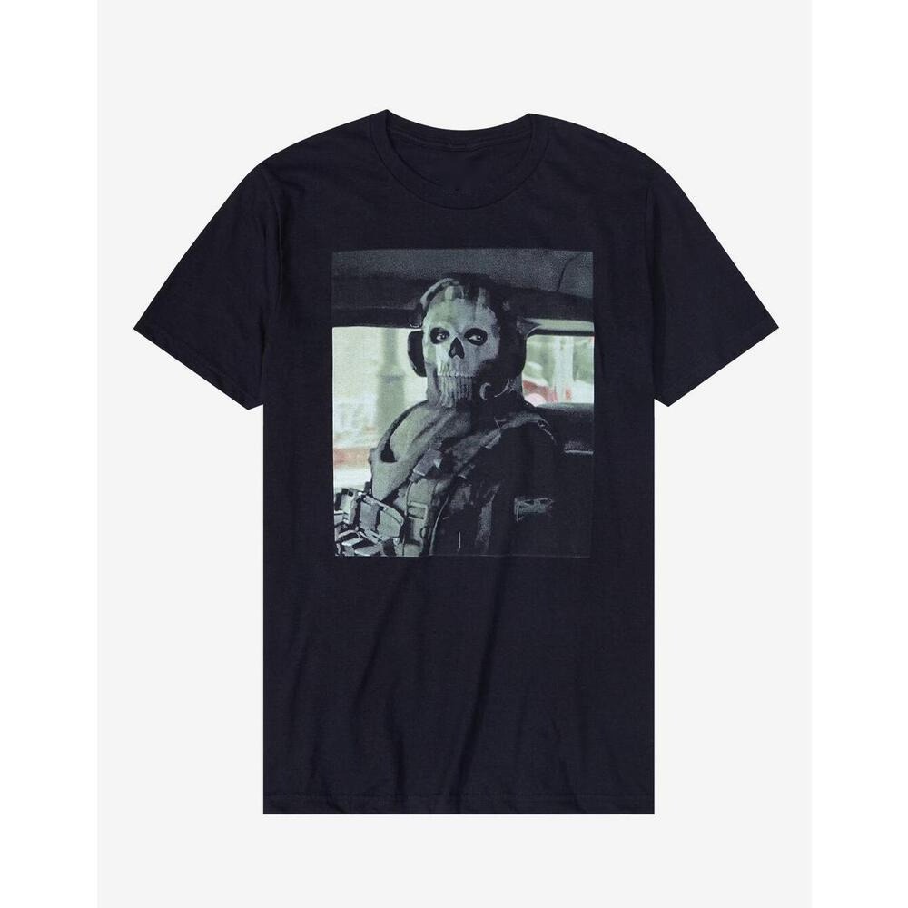 เสื้อยืดแขนสั้นเสื้อยืด พิมพ์ลาย Call Of Duty: Modern Warfare II Ghost Stare สําหรับผู้ชายS-5XL