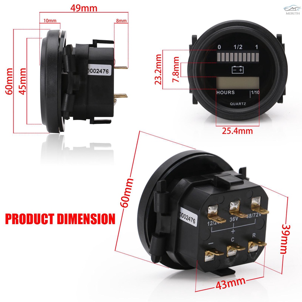 เครื่องวัดชั่วโมงดิจิทัล Lcd พร้อมไฟแสดงสถานะแบตเตอรี่ led 12V 24V 36V 48V 72V ราคา ถูกที่สุด ดีลบีเคเค แกลเลอรีภาพที่ 4