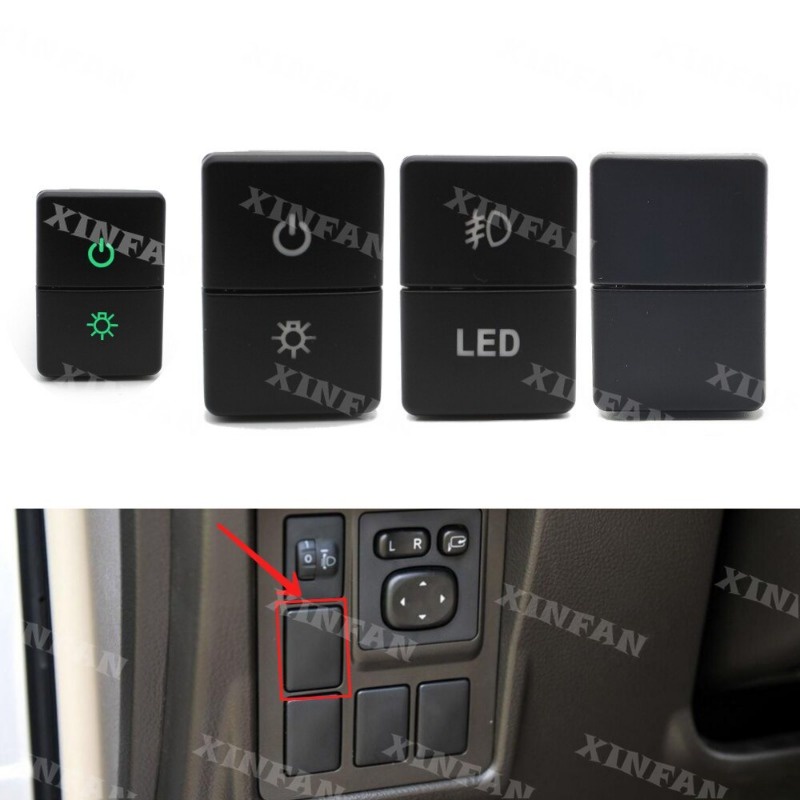 Xinfan ปุ่มกดสวิตช์ไฟตัดหมอก LED แบบคู่ พร้อมสายไฟ สําหรับ Toyota Camry Corolla Prius PRADO