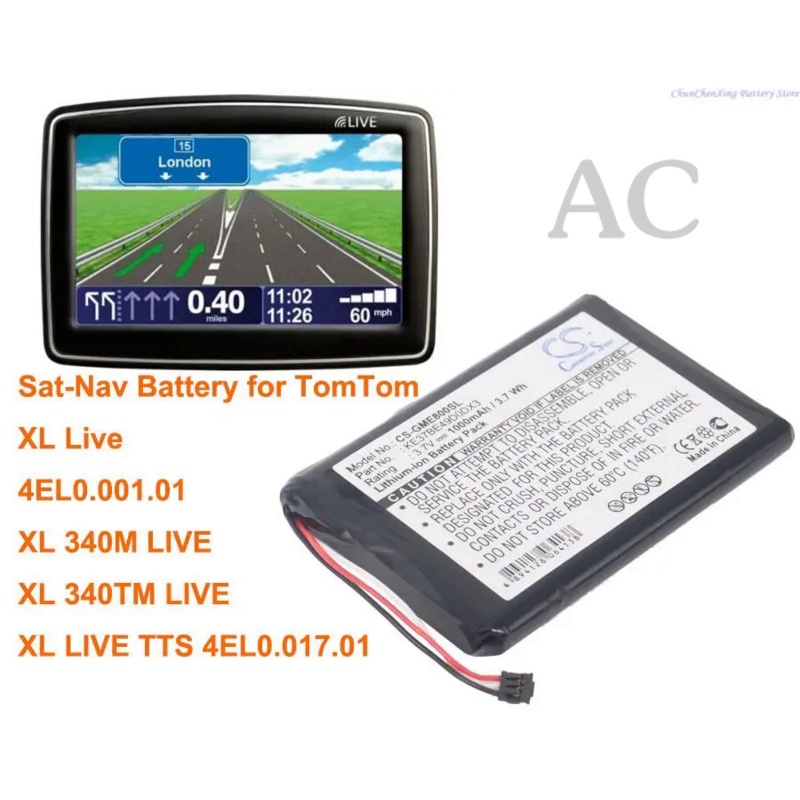 AC Cameron Sino 1100mAh Battery AHL03713005, VF3A, VF3M for TomTom 4EL0.001.01, XL 340M LIVE, XL 340