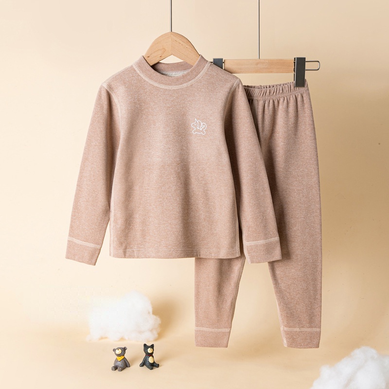 Fast Shipping 100-170 ซม.ฤดูใบไม้ร่วงฤดูหนาว Double-Sided Brushed Bottoming ความร้อนชุดชั้นในชุดชายหญิงสีทึบกลาง-ปกเสื้อฤดูใบไม้ร่วงเสื้อผ้า