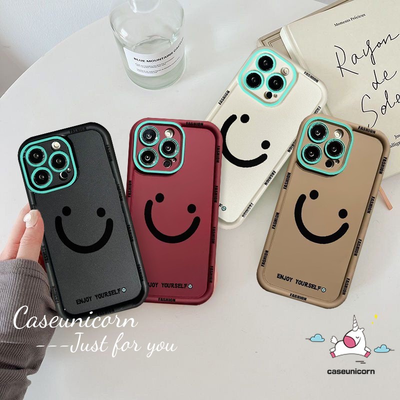 เคสโทรศัพท์มือถือแบบนิ่ม ลายการ์ตูนหน้ายิ้มน่ารัก สีพื้น แฟชั่น สําหรับ Samsung A05 A15 A20s A05s A03 A03s A23 A02s A20 A24 A30 A04E A53 A34 A25 A33