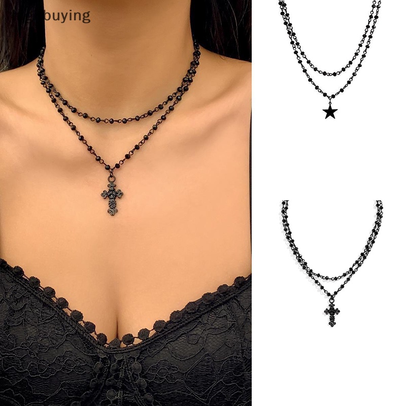 [highbuying] โกธิค สีดํา ไม้กางเขน พระเยซู ดาว จี้ โชคเกอร์ สร้อยคอ สําหรับผู้หญิง พังก์ วินเทจ โลหะ โซ่ คอ เครื่องประดับ อุปกรณ์ใหม่ พร้อมส่ง