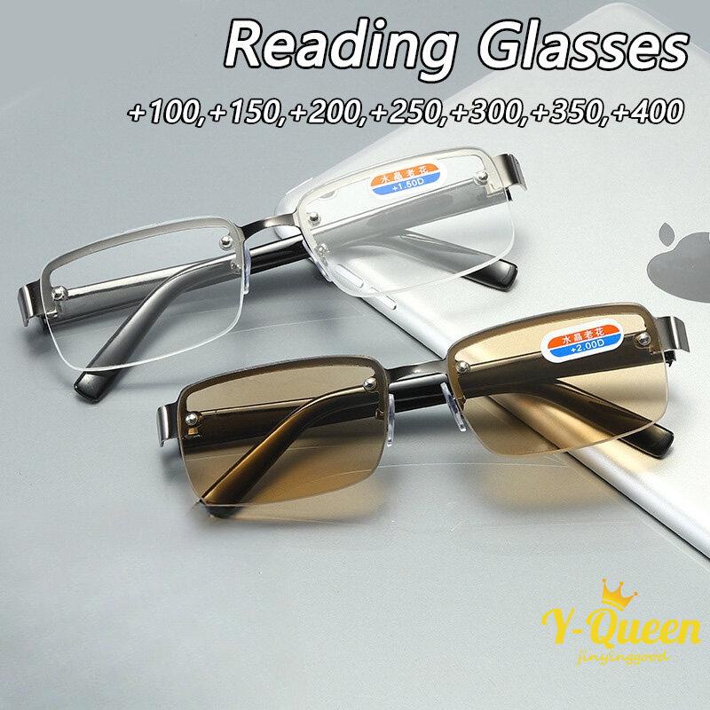(+100 ถึง +400) แว่นตาอ่านหนังสือ ขอบครึ่ง พร้อมเคส และเลนส์แก้ว แว่นสายตายาว สําหรับผู้ชายและผู้หญิง แว่นสายตายาว เกรด
