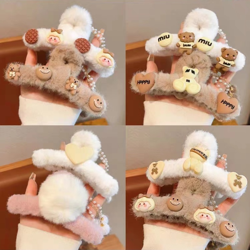 กิ๊บติดผม รูปตุ๊กตาหมีน่ารัก สีน้ําตาล สไตล์เกาหลี แฟชั่นสําหรับผู้หญิง