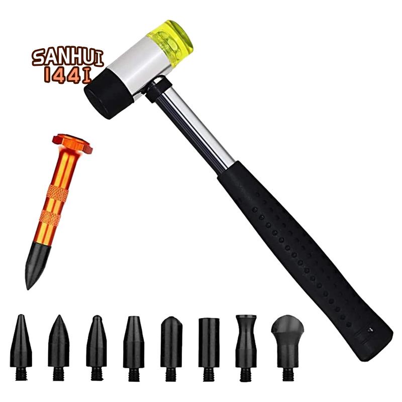 10 ชิ้นรถ Paintless Dent Repair เครื่องมือเคาะลงหัวแตะลงชุดเครื่องมือ Dent Repair Kit