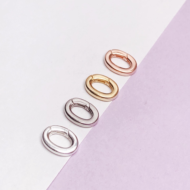 อุปกรณ์เสริมเงิน S925|เครื่องประดับ สร้อยคอ สร้อยข้อมือ หัวเข็มขัดเงินสเตอร์ลิง รูปไข่ สีทอง ขนาดเล็ก แบบเรียบ จัดส่งฟรี