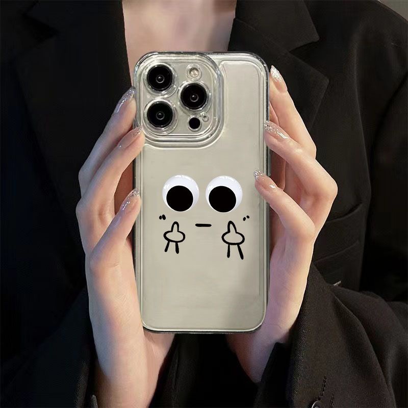 เคสโทรศัพท์มือถือ ซิลิโคนนิ่ม TPU ใส กันกระแทก ลายอิโมจิตาตลก สําหรับ iPhone 11 12 13 MINI 14 15 Pro MAX 6 7 8 Plus XR X XS MAX SE2020
