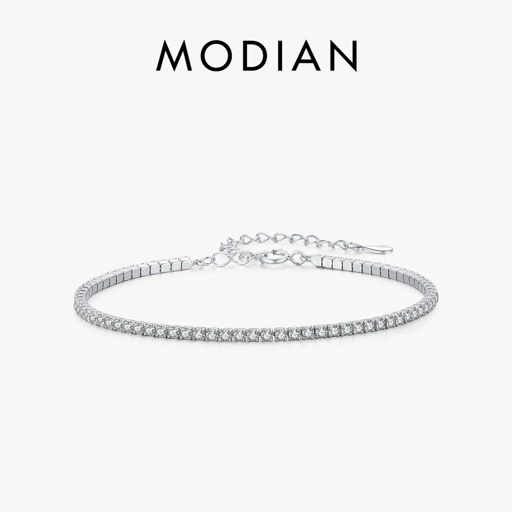 Modian สร้อยข้อมือเงินแท้ 925 ประดับประกายแวววาว เครื่องประดับ สําหรับผู้หญิง หมั้น วันครบรอบ แม่ ภรรยา