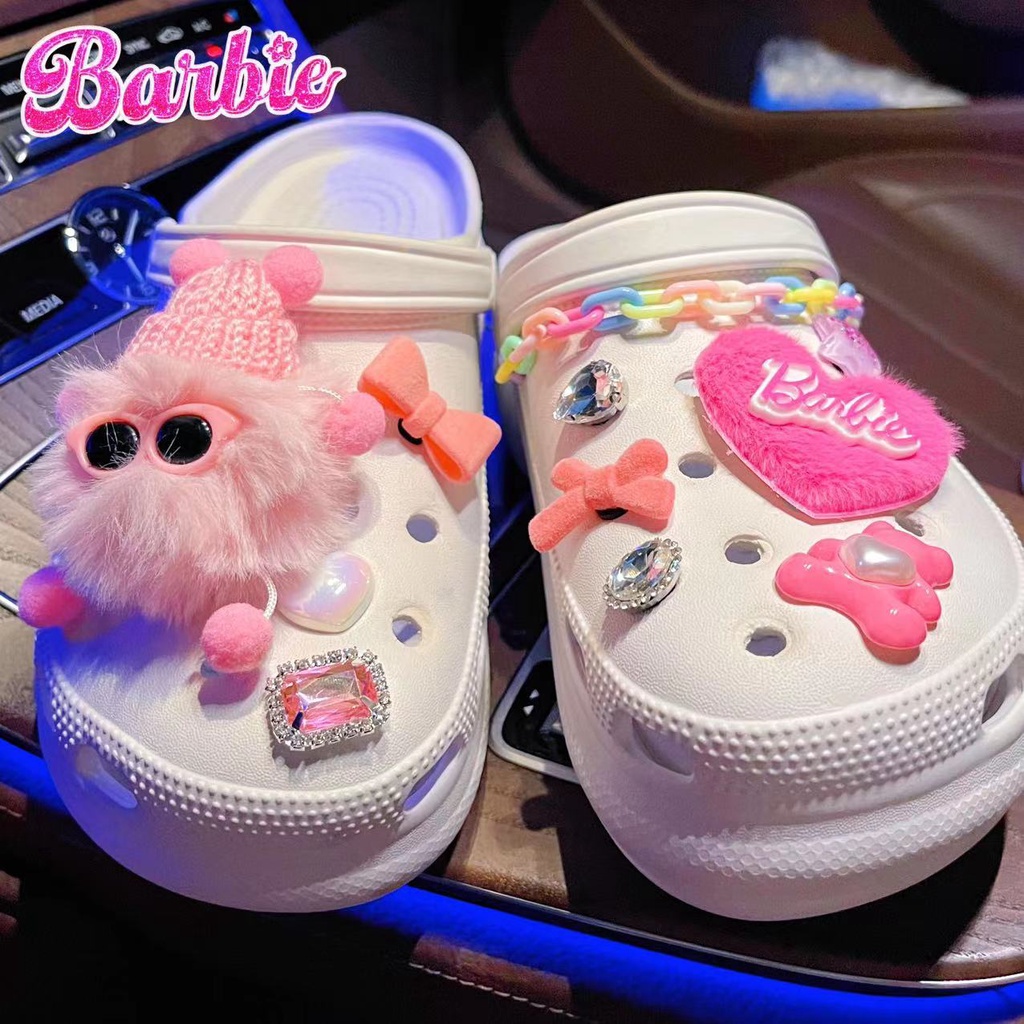 คลิปสติกเกอร์ รูปรองเท้า croc และรองเท้าแตะน่ารัก สีชมพู อุปกรณ์เสริม DIY