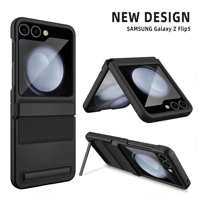 สําหรับ Samsung Z Flip 5 บางเฉียบ เป็นมิตรกับผิวด้าน ขนาดใหญ่ หน้าต่างบานพับ ป้องกัน มองไม่เห็น เคสพับ พร้อมฟิล์มกระจกนิรภัย PC เคสแข็ง กันกระแทก