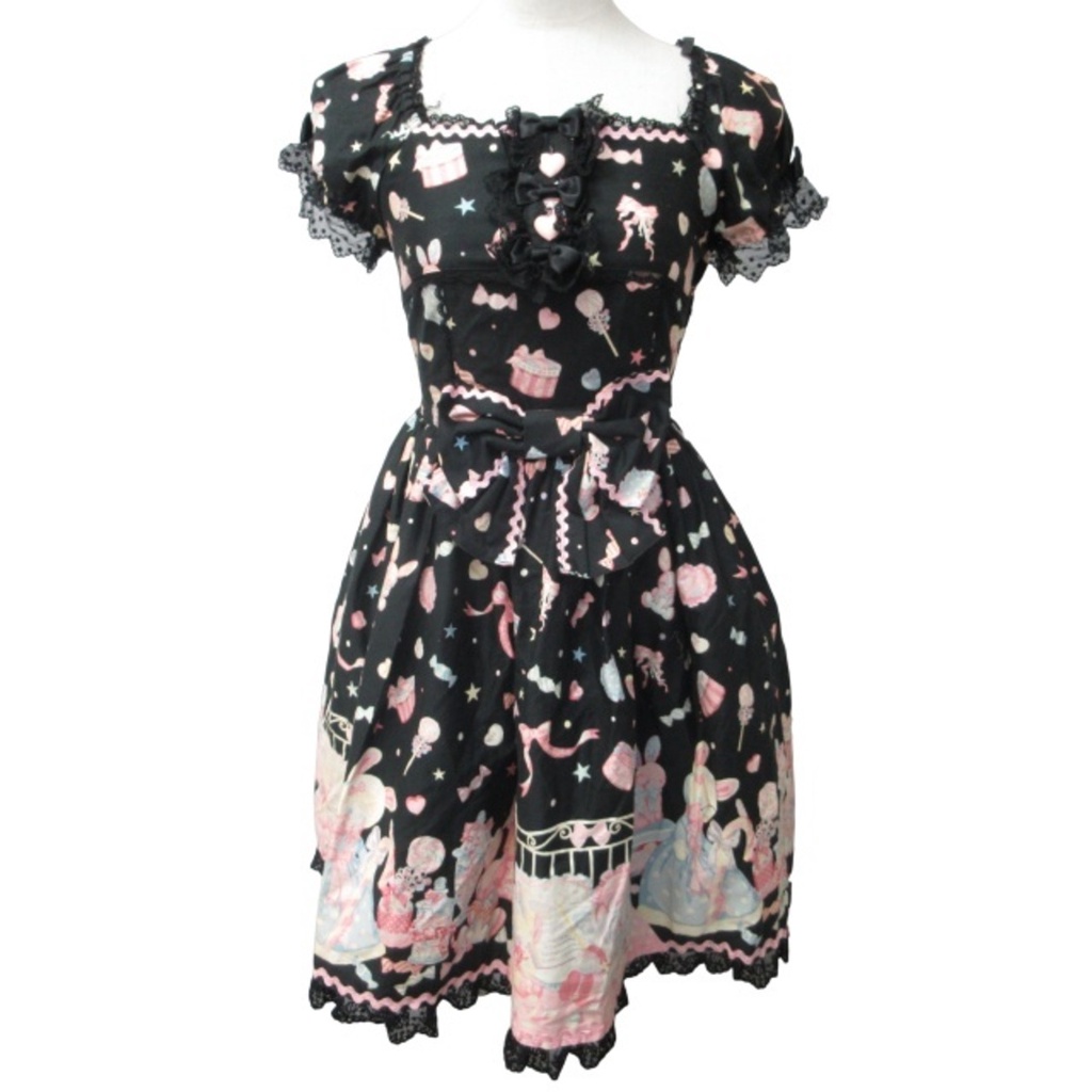 Angelic Pretty Dress Knee Length Black Pink F Direct from Japan Secondhand