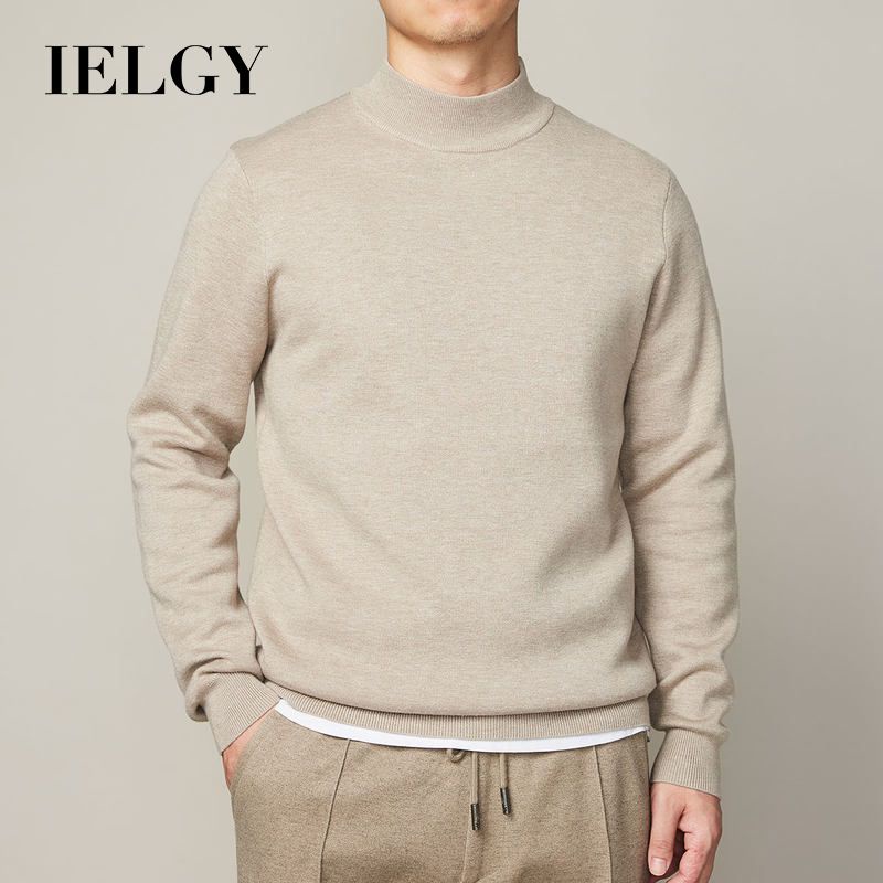 IELGY ฤดูใบไม้ร่วงและฤดูหนาวกึ่งคอเต่าเสื้อกันหนาวผู้ชายฐานเสื้อกันหนาวเสื้อกันหนาว