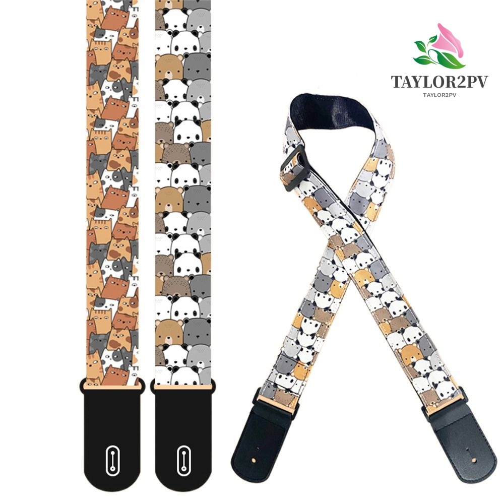 Taylor2pv สายคล้องคอกีตาร์ไฟฟ้า ลายการ์ตูนน่ารัก สามารถปรับได้ อุปกรณ์เสริม สําหรับกีตาร์อะคูสติก