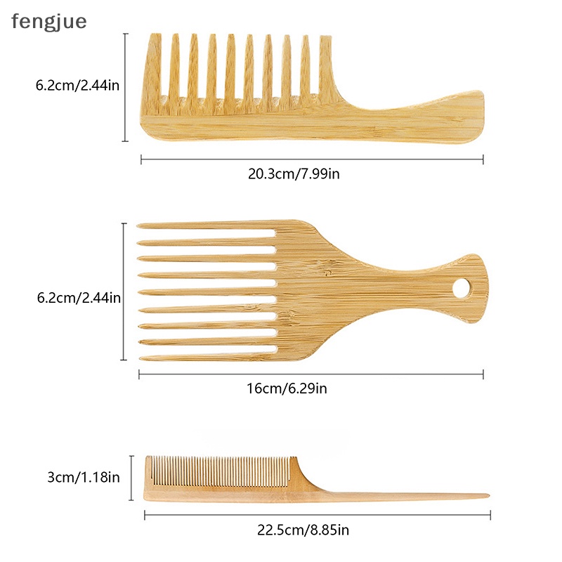 Fengjue หวีไม้ไผ่ธรรมชาติ ป้องกันไฟฟ้าสถิตย์ หวีส้อมแอฟริกา สําหรับผู้หญิง 1 ชิ้น - รูปที่ 7