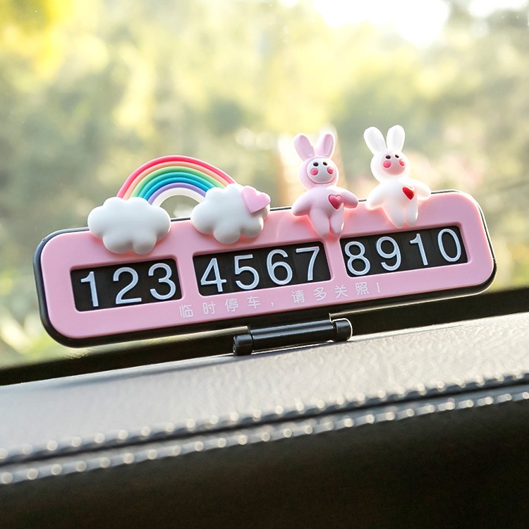 ใหม่ 2024! ป้ายหมายเลขโทรศัพท์ รูปกระต่ายน่ารัก DIY อุปกรณ์เสริม สําหรับตกแต่งภายในรถยนต์