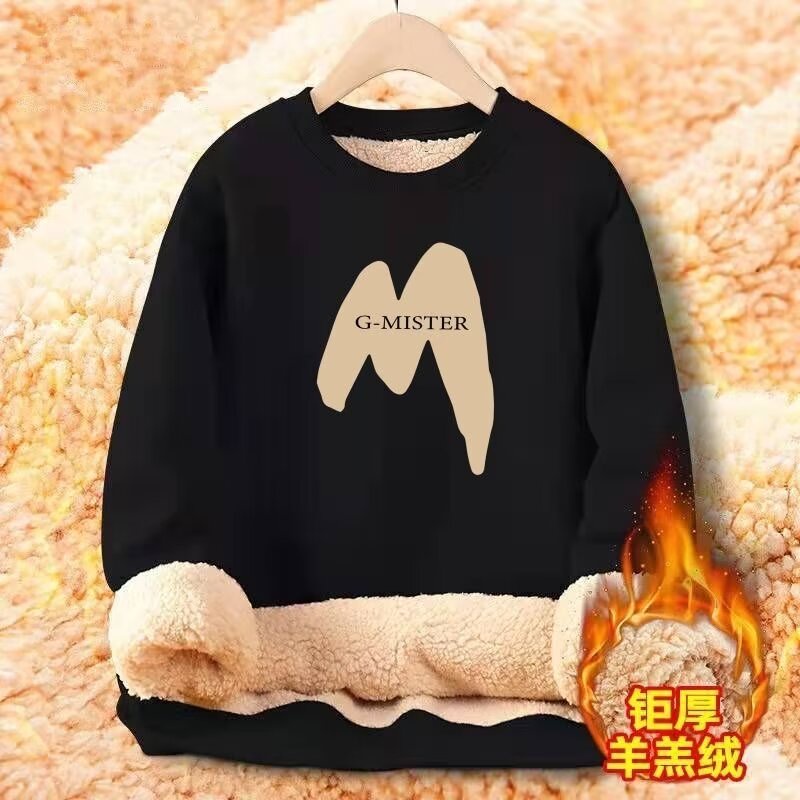 เสื้อกันหนาว คอกลม ผ้าฟลีซ แบบหนา แฟชั่นฤดูใบไม้ร่วง และฤดูหนาว สําหรับผู้ชาย และนักเรียน 2023