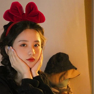 Priness Vintage Velvet Big Sweet Bowknot HairBands Headwear Headbands