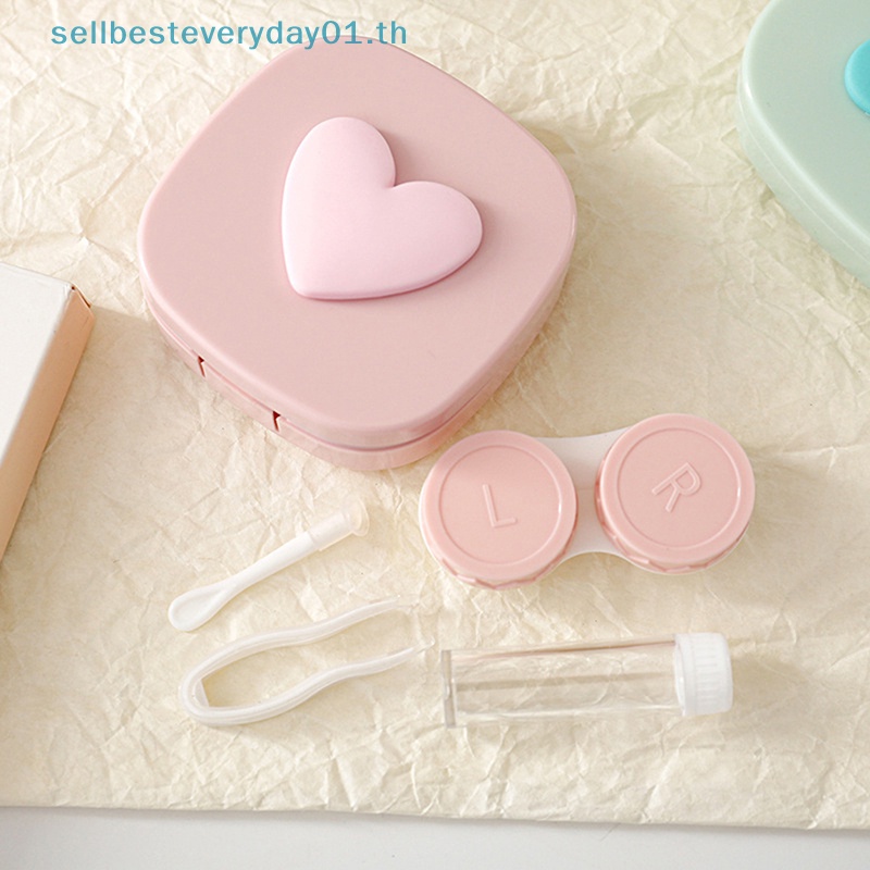 & Sellbest & กล่องเก็บคอนแทคเลนส์ ทรงสี่เหลี่ยม สีมาการอง แบบพกพา เดินทางง่าย < OD>