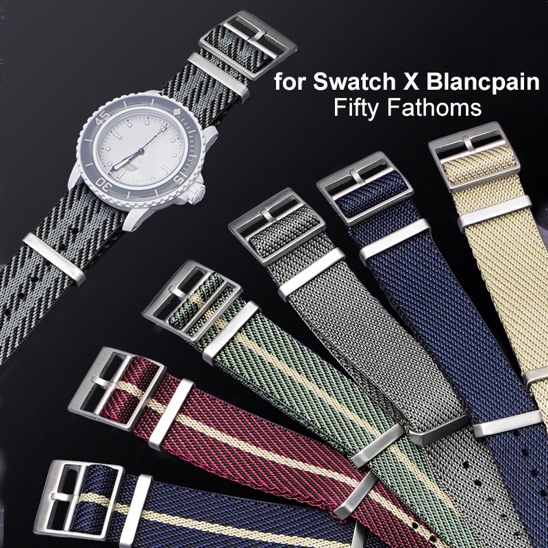 สายนาฬิกาข้อมือไนล่อน NATO 22 มม. สําหรับ Swatch X Blancpain Fifty Fathoms Band One-piece ZULU Sports Wristband ผู้ชาย ผู้หญิงสร้อยข้อมือสากล