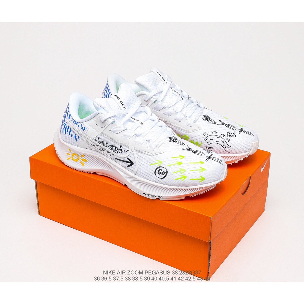 % จุดเดิม 100 Nike Air Zoom Pegasus 38 Graffiti Series ผู้ชายผู้หญิง Breathable รองเท้า Hot sales