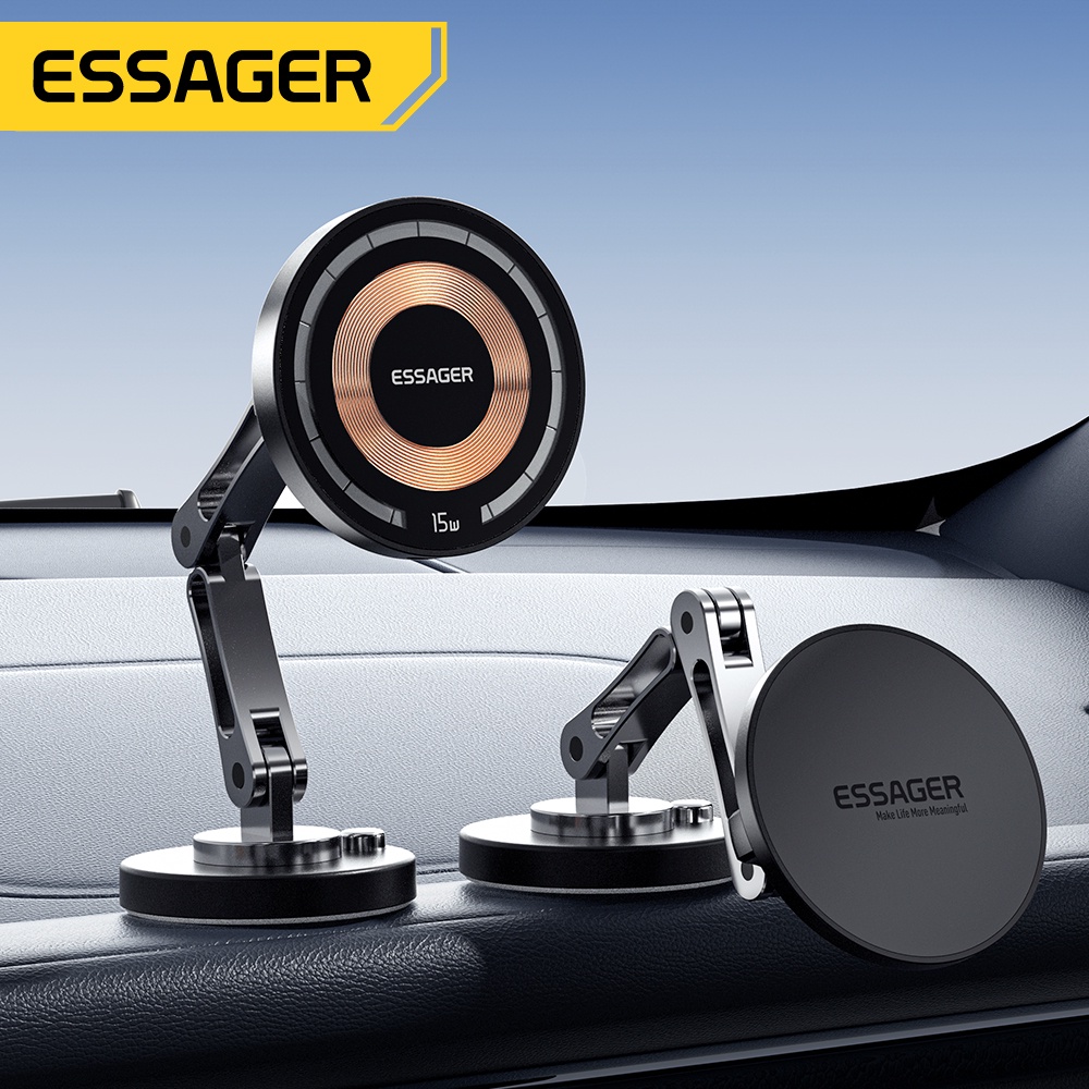 Essager ที่ชาร์จโทรศัพท์ในรถยนต์ แบบแม่เหล็กไร้สาย 15W ชาร์จเร็ว ติดตั้งง่าย สําหรับ Magsafe iPhone 15 14 13 Pro Max