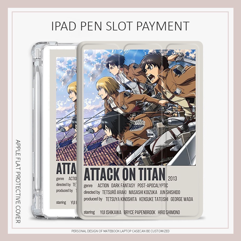 เคส ลายผ่าพิภพไททัน พร้อมช่องใส่ปากกา สําหรับ iPad 10.2 gen7 8 9 air4 5 mini4 5 6 iPad gen10 2022 pro11 iPad gen5 6 air7  gen11 mini7
