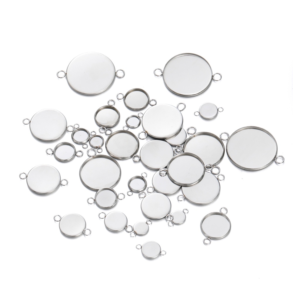 St. kunkka จี้ถาดเปล่า สเตนเลส 6-25 มม. สําหรับทําเครื่องประดับ DIY 20 ชิ้น