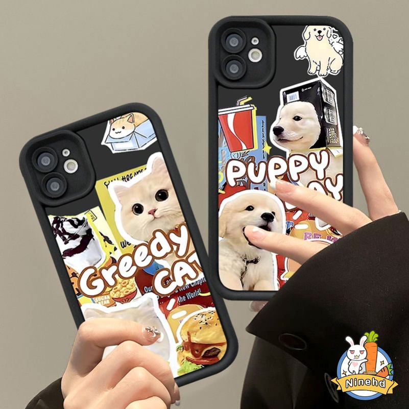 เคสป้องกันโทรศัพท์มือถือ ลายการ์ตูนแมว และสุนัข สไตล์มินิมอล สําหรับ OPPO A18 A38 A17 A16 A15 A57 A5S A3S A38 A58 A5 A9 A52 A92 A31 A72 A78 A95 A76 A16K A54 A55 Reno 5 10 Pro Plus