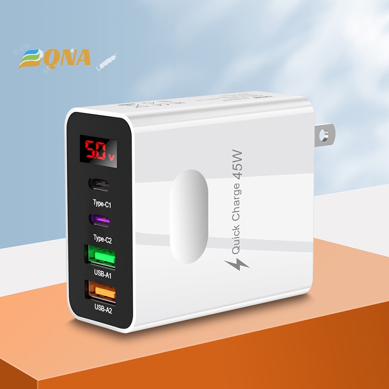 [QNA] อะแดปเตอร์ชาร์จ Usb 5V 3A หน้าจอดิจิทัล 3 พอร์ต 3.0 15W สําหรับ Iphone 13 12 Pro Max