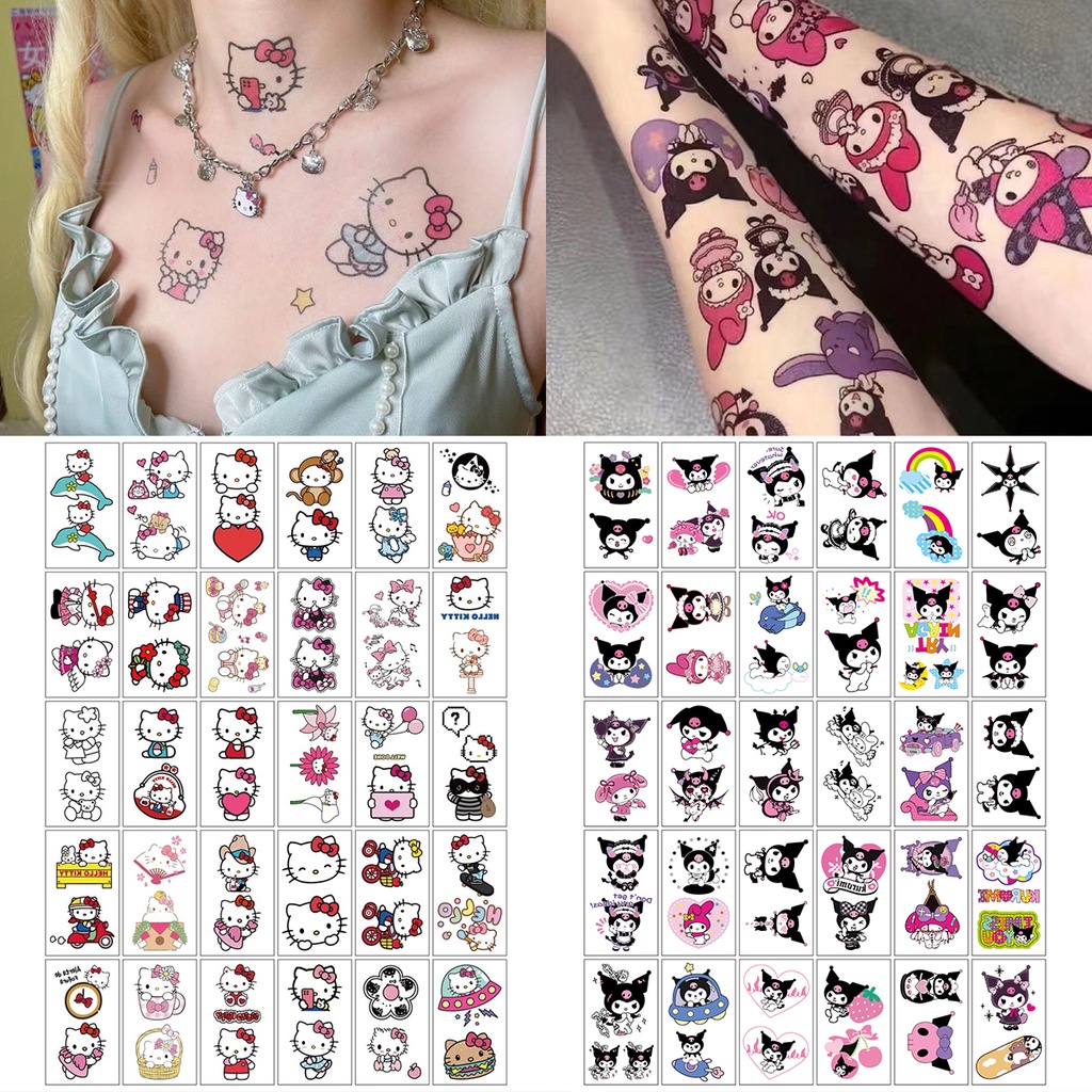 30 ชิ้น Sanrio สติ๊กเกอร์รอยสักเด็กวันเกิด Party ตกแต่ง Kawaii อะนิเมะ Hello Kitty Kuromi กันน้ําทนทานสติกเกอร์รอยสักของเล่นคอสเพลย์