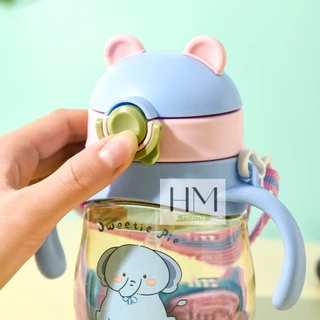 แก้วน้ำเด็ก แก้วหัดดูดหลอดเด้ง มีสเกลปริมาณ 400ml