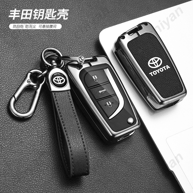 สังกะสีอัลลอยด์หนังแท้ TPU Protector กุญแจรถ Fob ฝาครอบสําหรับ Toyota Hilux Revo Corolla Altis Cross CHR Fortuner Innova Yaris Camry RAV4