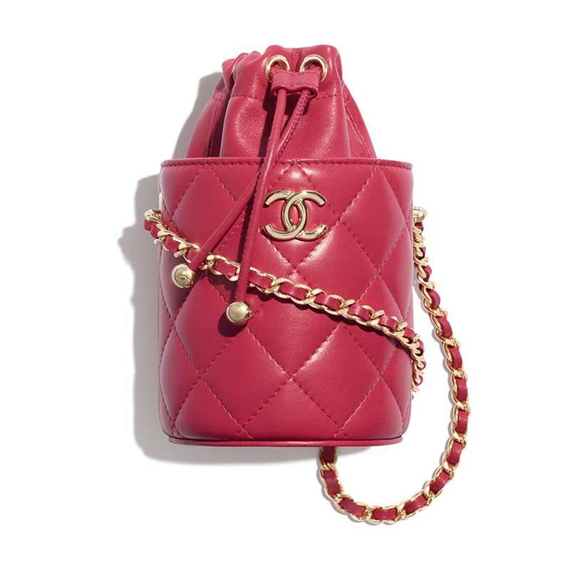 Chanel/เล็ก/กระเป๋าโซ่/ถุงบัคเก็ต/กระเป๋าสะพาย/ของแท้ 100%