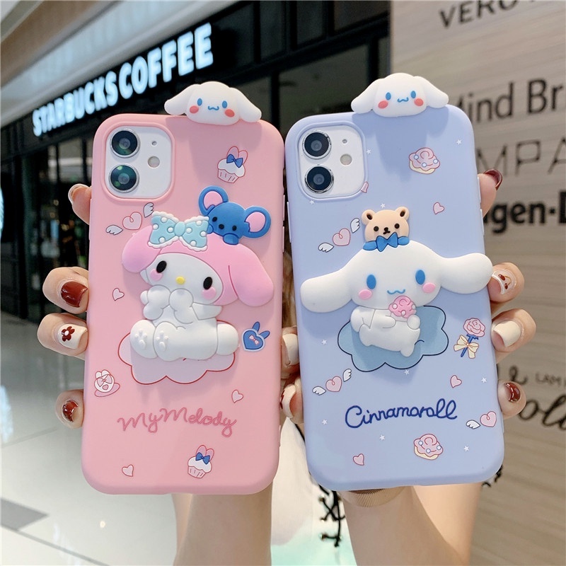 เข้ากันได้สำหรับ Samsung Galaxy S26 S25 S24 S23 S22 Ultra S21 S20 FE S10 S9 S8 Plus น่ารักสามมิติ Cinnamoroll Melody เคสโทรศัพท์ซิลิโคน