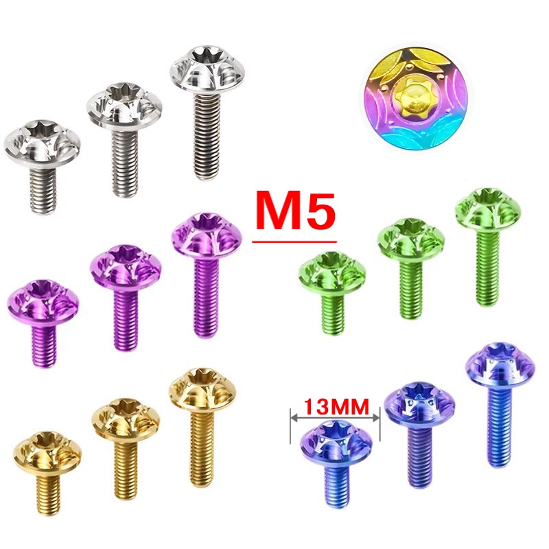 Gr5/tc4 สกรูกระจกหน้ารถจักรยานยนต์ CNC ไทเทเนียมอัลลอย M5