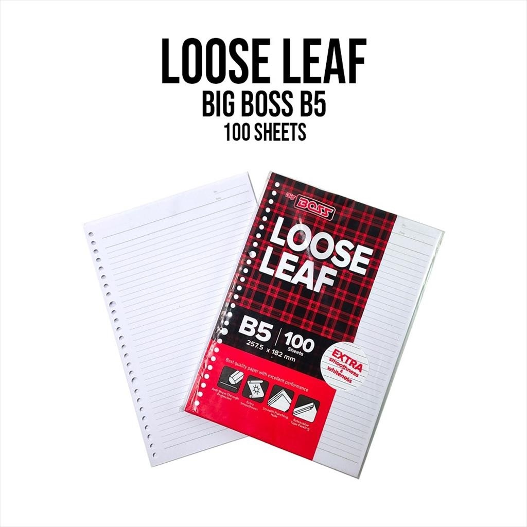 [ES.JKT] Loose Leaf Line B5 -100 แผ่น / กระดาษใบหลวม B5 / กระดาษใบหลวม BIG BOSS B5 - 100 แผ่น