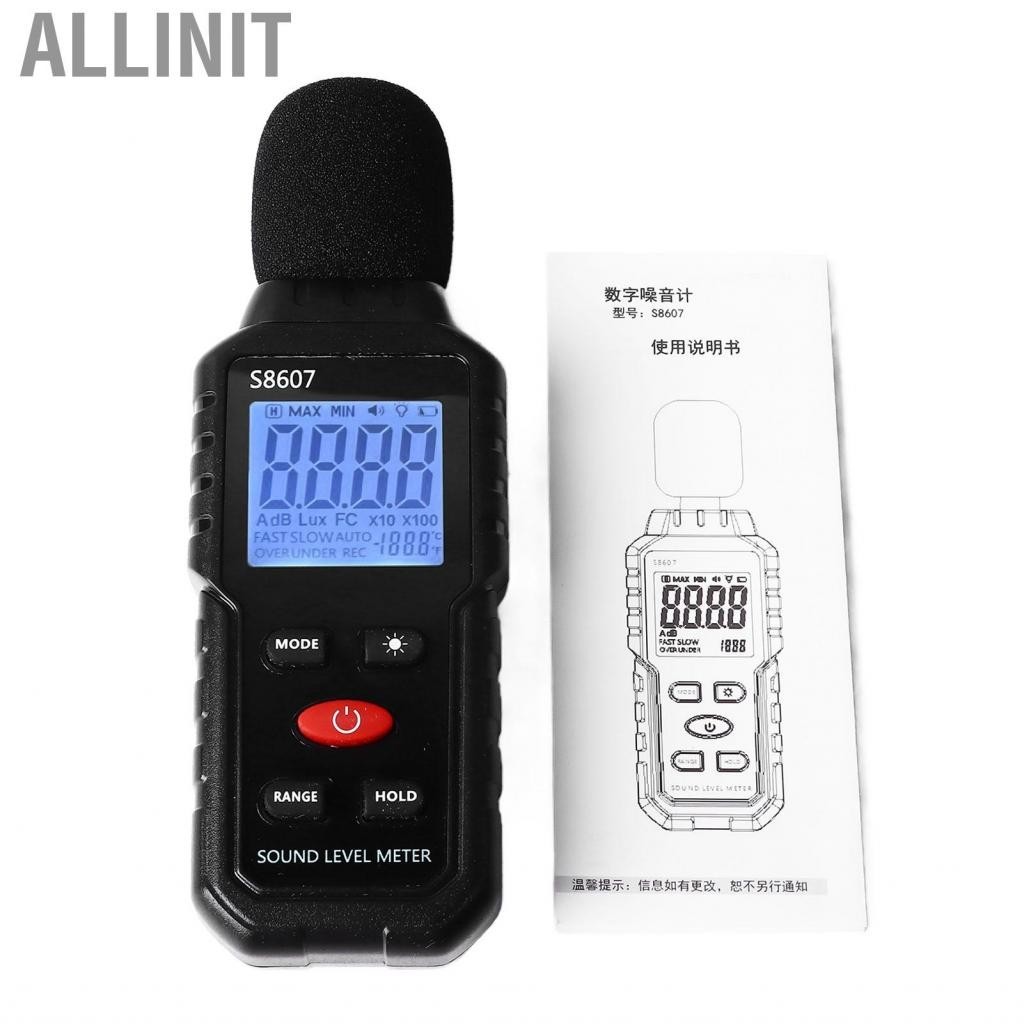 Allinit Sound Level Meter Digital LCD Display Noise Decibel Portable SPL S8607