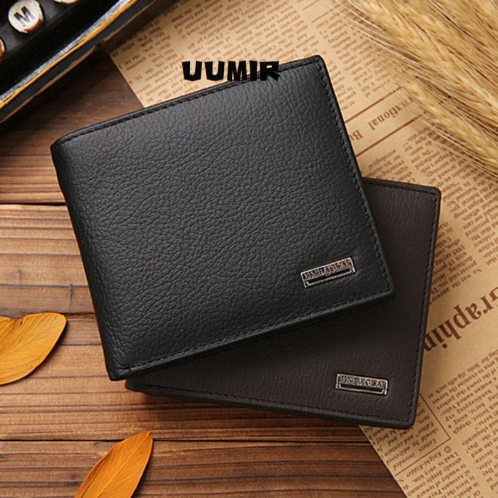 UUMIR Uumir กระเป๋าใส่เหรียญ,กระเป๋าสตางค์สั้นบุรุษหนังแท้หลายช่อง,คลาสสิกพับป้อ