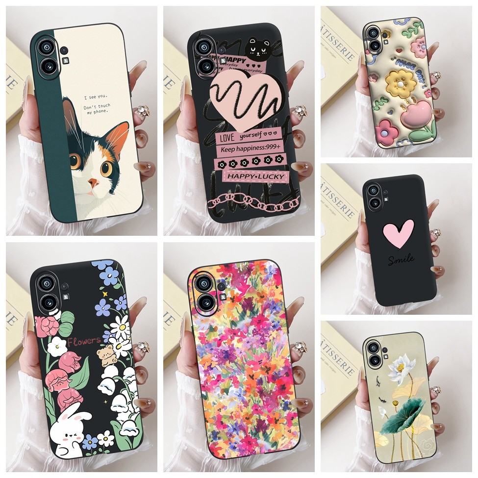 Nothing Phone 1 Case A063 Black Aesthetic Cute Cat Fashion Funny Silicone Back Cover Nothing Phone O