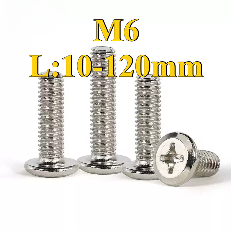 สลักเกลียวหัวแบน Nickel-Plated Cross Chamfered M6 * L10-120mm (ZQ-RM-PH)