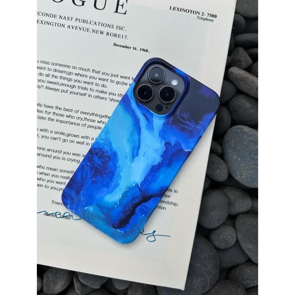 เคสป้องกันภาพวาดสีน้ำมันท้องฟ้าสีฟ้าสำหรับ iPhone 15PROMAX 13promax กันกระแทก11pro 12 14เคสโทรศัพท์ซิลิโคน7plus 16PROMAX XS 15pro 16plus มูลค่าสูง xsmax 15PLUS - รูปที่ 3