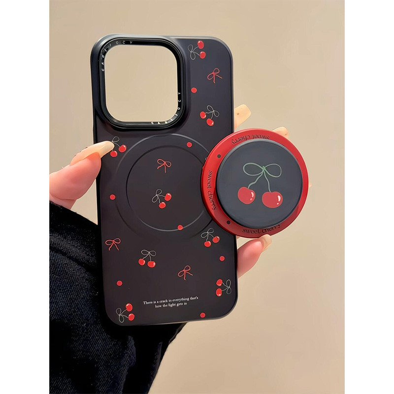 ย2เค โบว์สีดําเชอร์รี่เหมาะสําหรับ16โปรแม็กซ์ เคสโทรศัพท์ ไอโฟน15หญิงสไตล์ใหม่14วงเล็บแม่เหล็ก16ที่ไม่ซ้ํากัน15มือโปร กันกระแทก14มือโปร กรณีป้อง 13/12