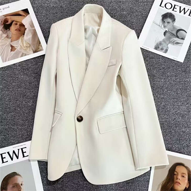 Suit and coat for women 2025 spring new style, explosive street temperament goddess fan, fashionable white all-matching foreign trade suit for women