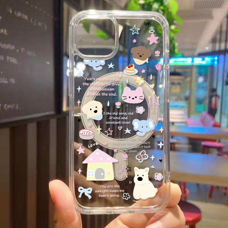 🦋GOOD🦋แม่เหล็ก เคสใสกันกระแทก เคสสําหรับไอโฟน 11 เคสชาร์ได้ สำหรับ IPhone 13 15 7Plus 14 12 11 Pro MAX 8 7 Plus 16 xsmax